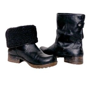 TaraM. Tori Boots Black Leather Convertible Fold Down wool Lined size 9